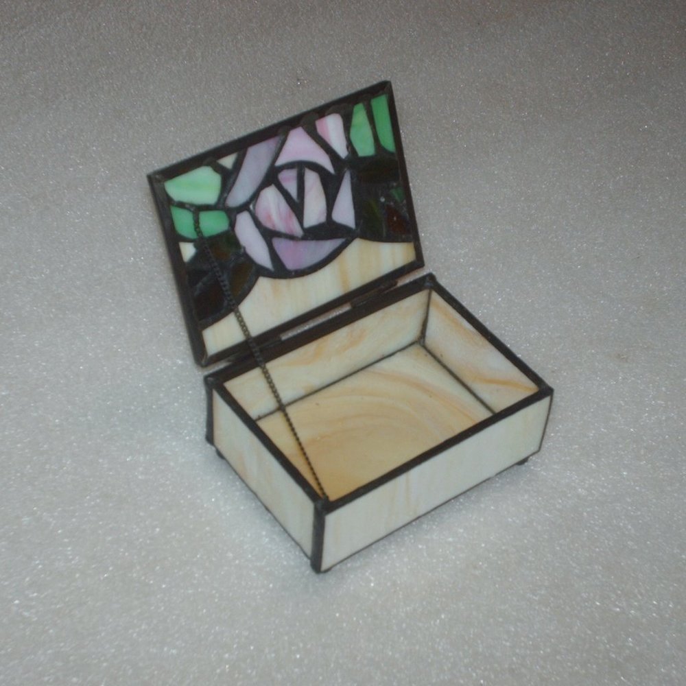 Vintage & colorful stained glass trinket box